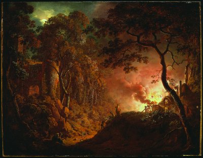 Cottage en feu, c.1786-87 - Joseph Wright of Derby